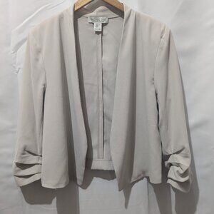 Rachel Zoe beige ruched sleeve open front blazer women XL
